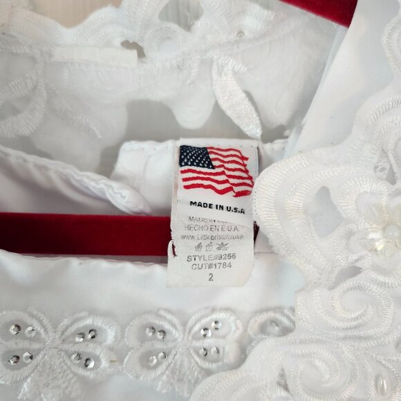 Girls White Dress Baptism Christening Gown Guardian Angel Cape Sz 2 - Picture 2 of 13